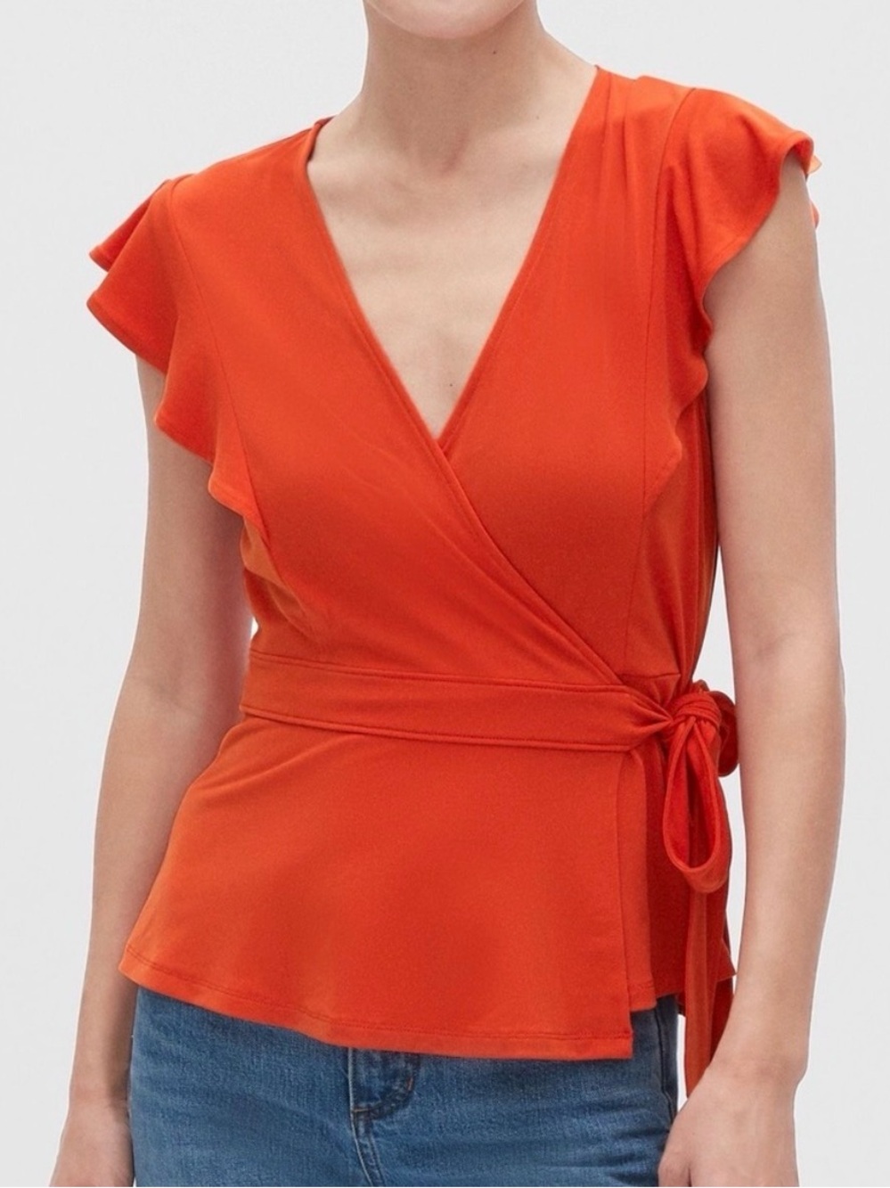 Banana Republic Dark Orange Wrap Top